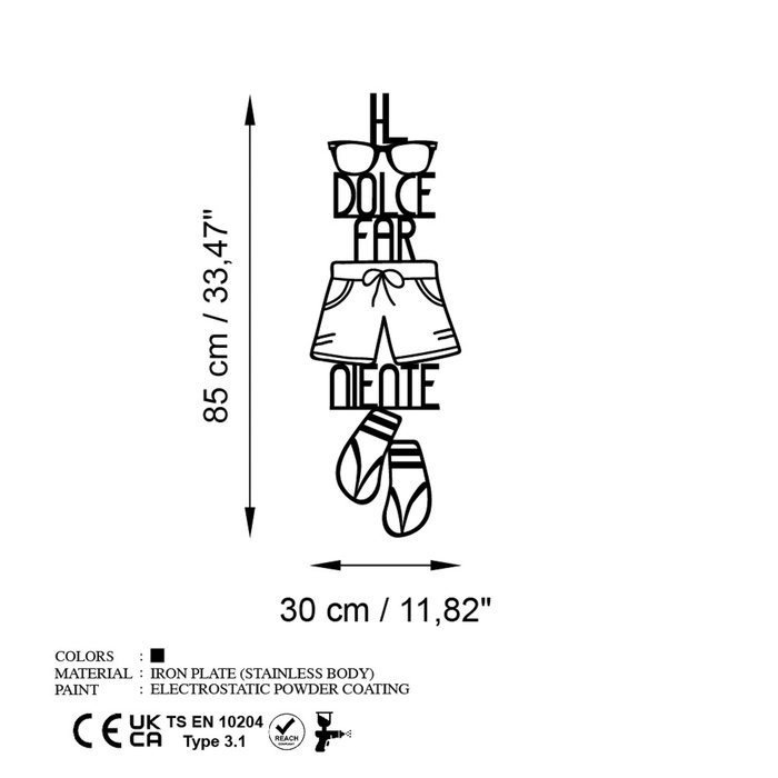 Wallity Dolce Far Niente 3 Escultura de Pared de Metal Negra